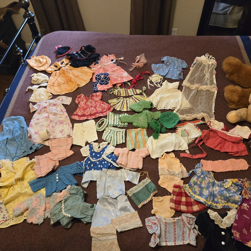 Vintage Handmade Doll Clothes Lot Over 45 Pieces Appx 12in Some Smaller